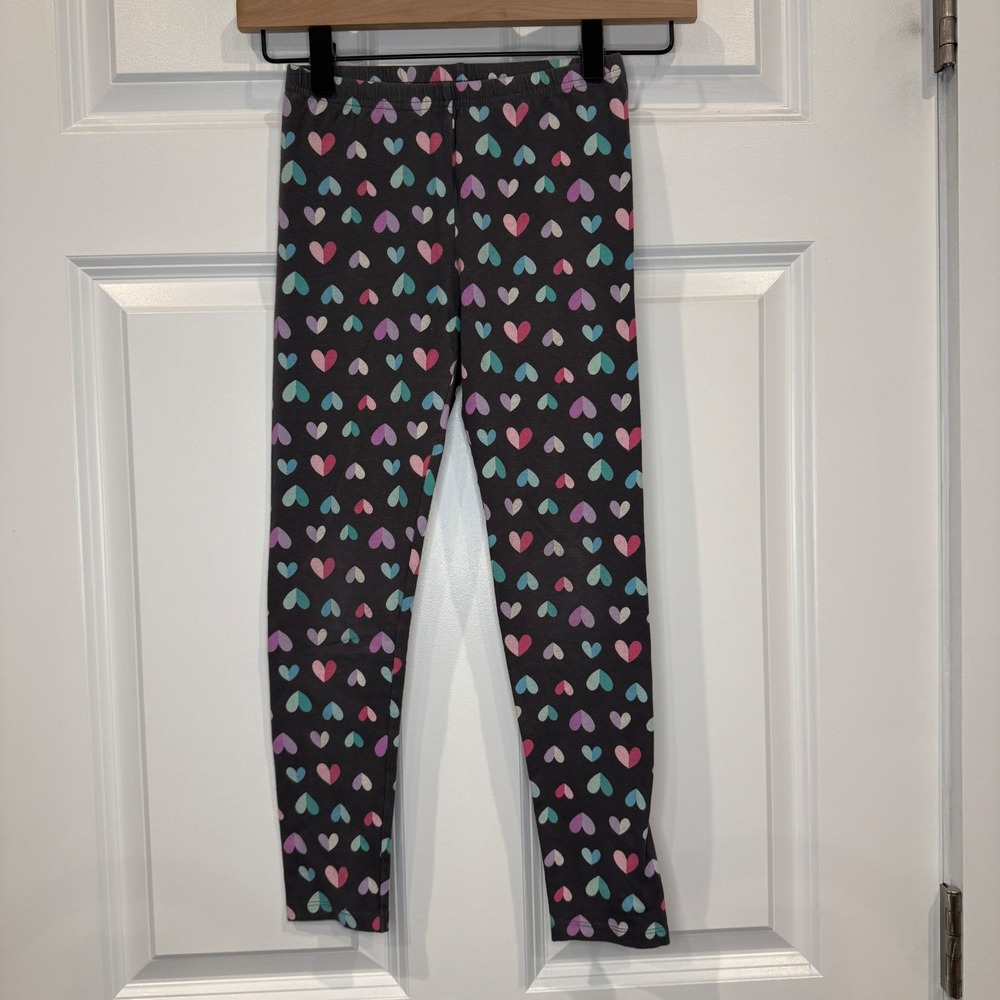 Jumping Beans Girls Gray Heart‎ Print All-Day-Play Leggings Size 7